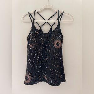 Black Metallic Constellations Workout Top
